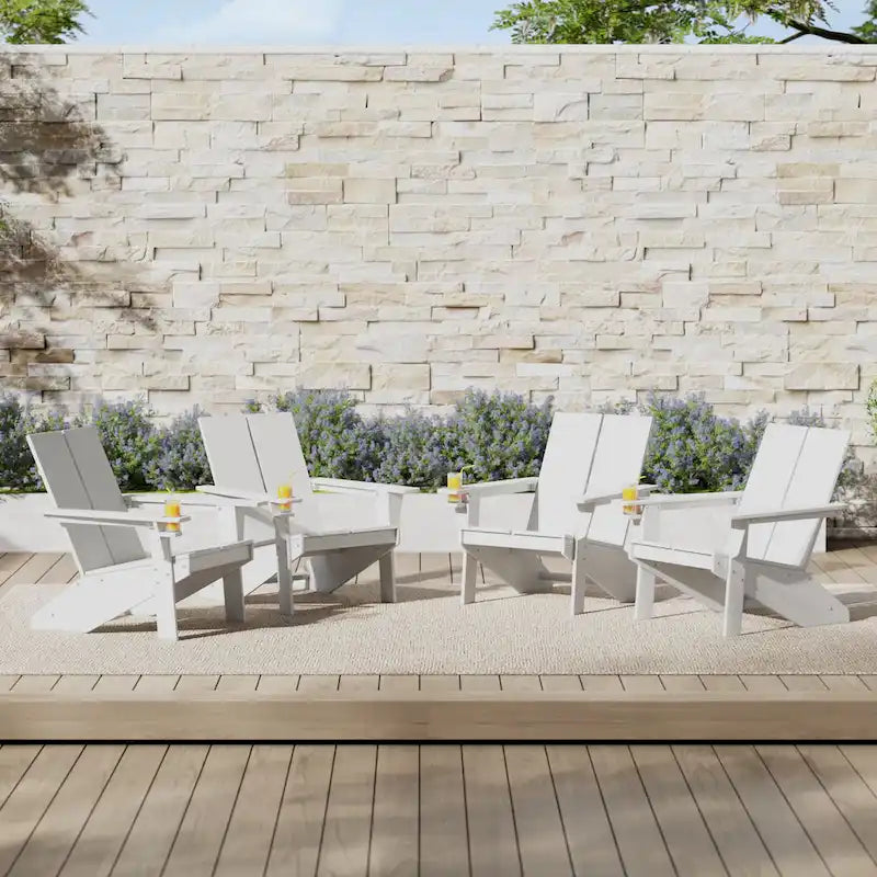 Polytrends Coastin Modern Poly Adirondack Chair (Set of 4), Black