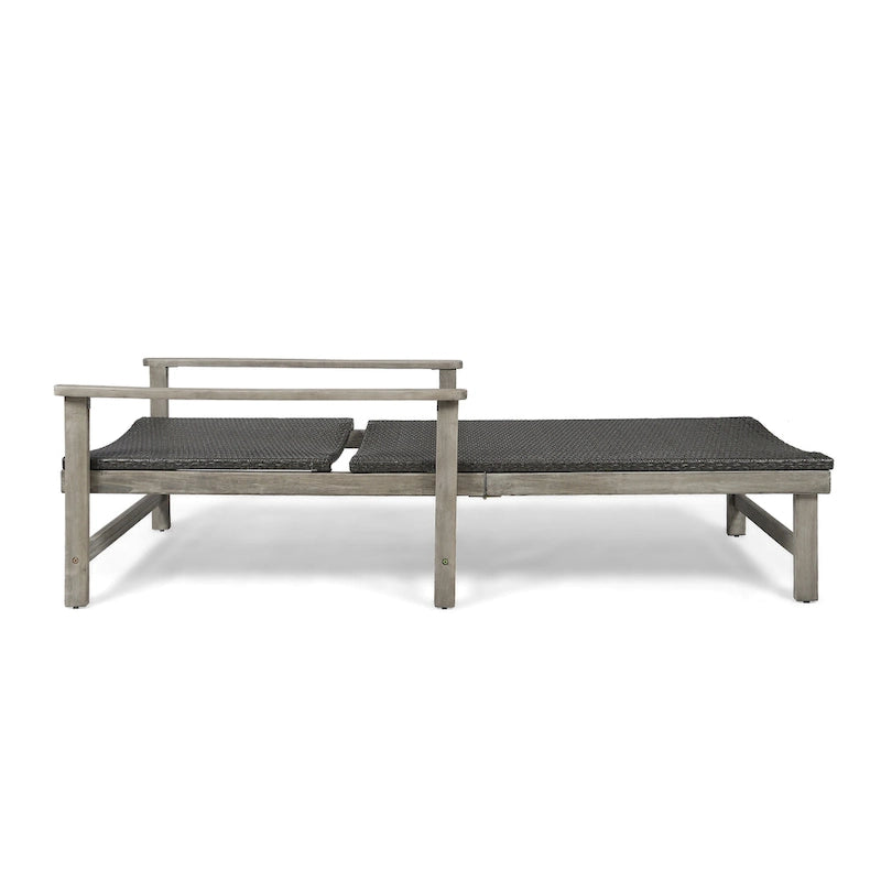 Hampton Wood + Wicker Chaise Lounge