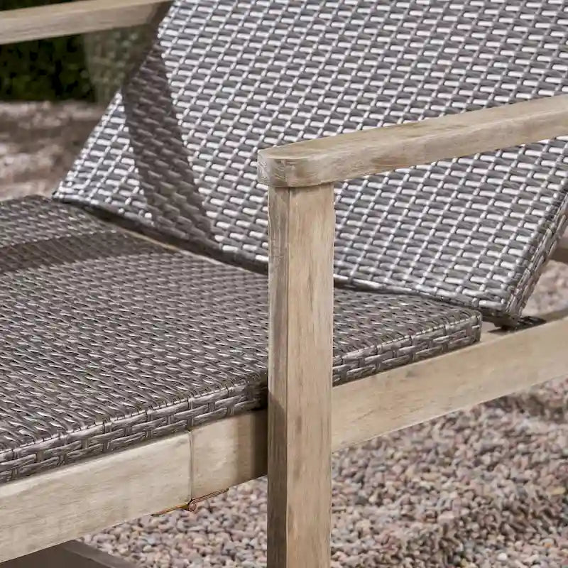 Hampton Wood + Wicker Chaise Lounge