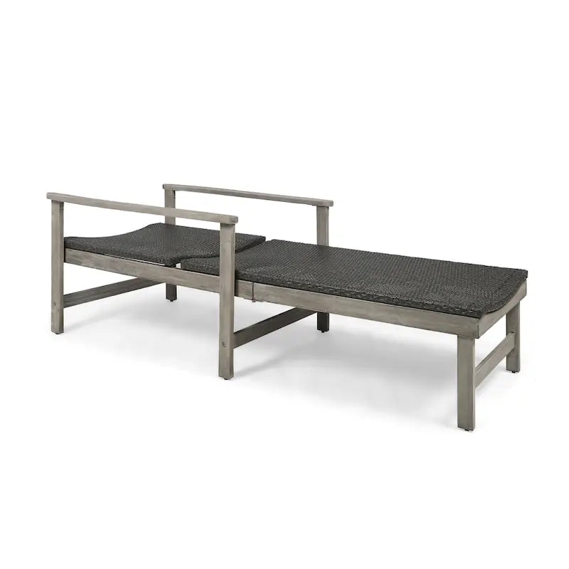 Hampton Wood + Wicker Chaise Lounge