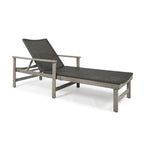 Hampton Wood + Wicker Chaise Lounge