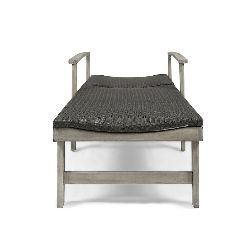 Hampton Wood + Wicker Chaise Lounge