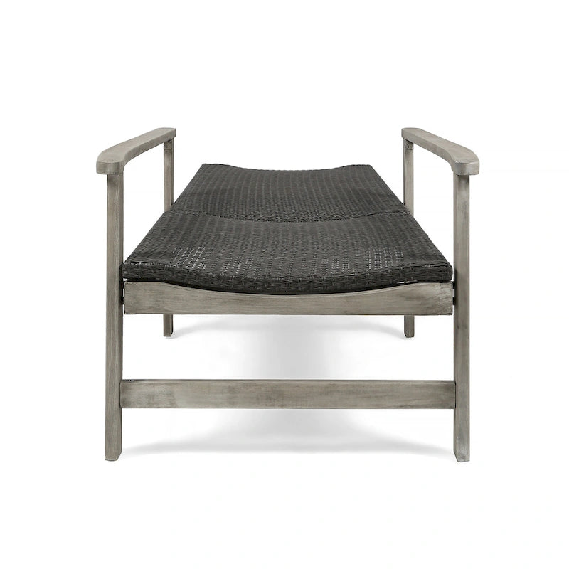 Hampton Wood + Wicker Chaise Lounge