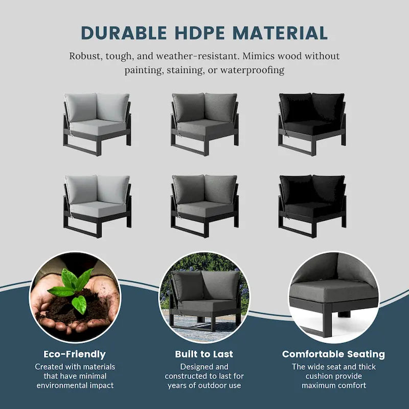 Polytrends Endless Patio Deep Seating Corner Chair with Gray Frame
