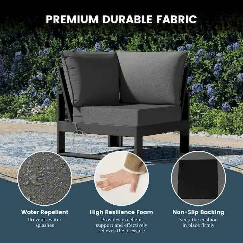 Polytrends Endless Patio Deep Seating Corner Chair with Gray Frame