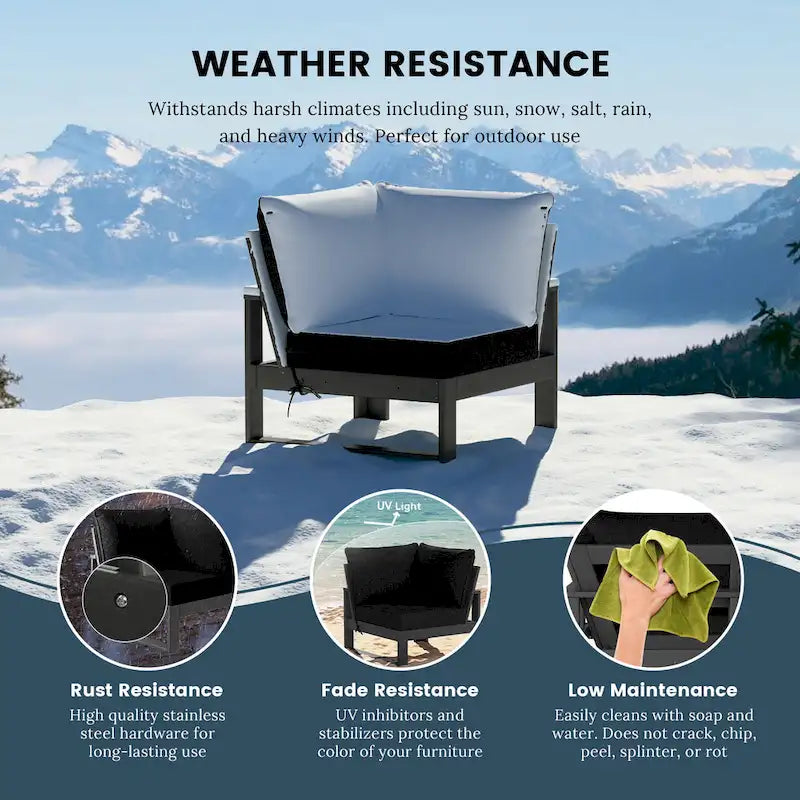 Polytrends Endless Patio Deep Seating Corner Chair with Gray Frame