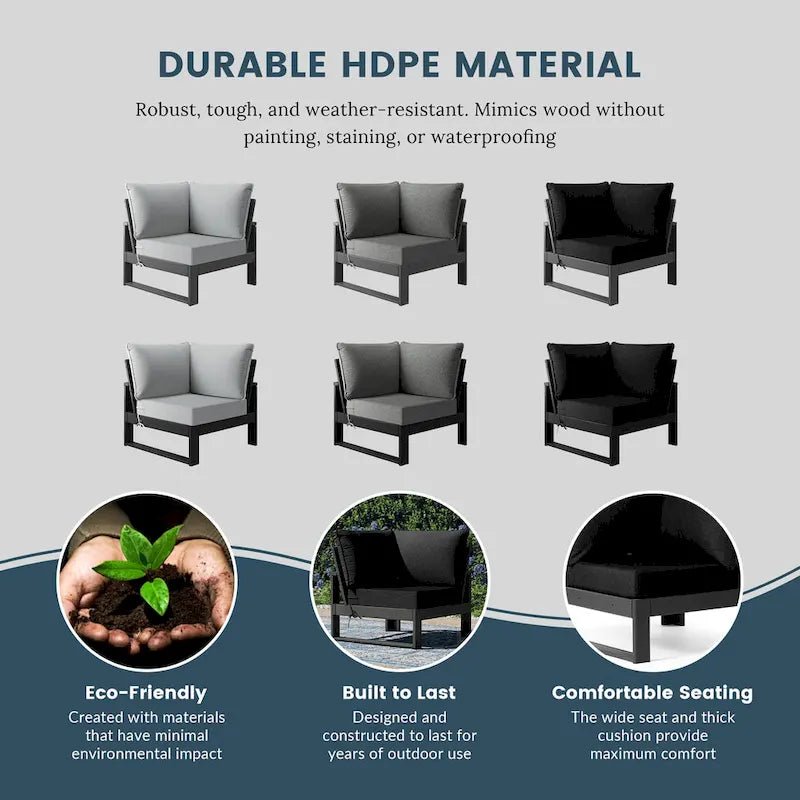 Polytrends Endless Patio Deep Seating Corner Chair with Gray Frame