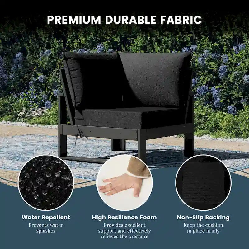 Polytrends Endless Patio Deep Seating Corner Chair with Gray Frame