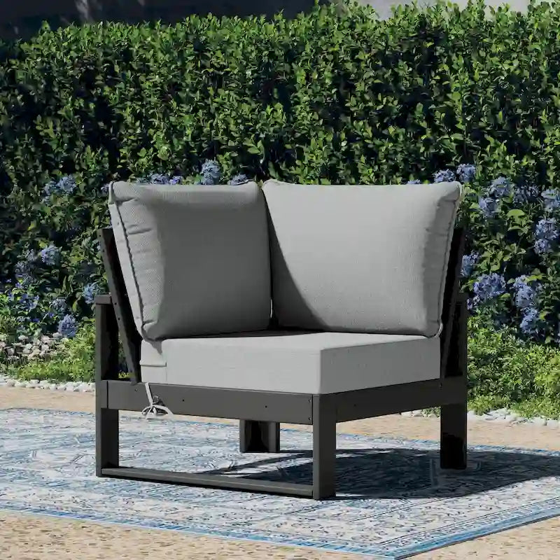 Polytrends Endless Patio Deep Seating Corner Chair with Gray Frame