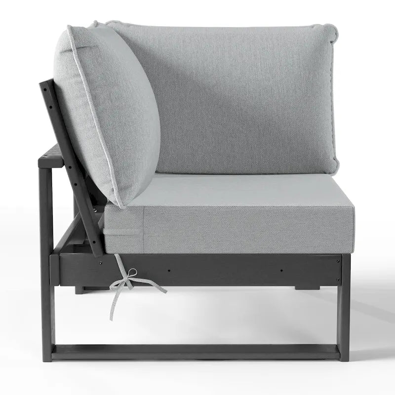 Polytrends Endless Patio Deep Seating Corner Chair with Gray Frame