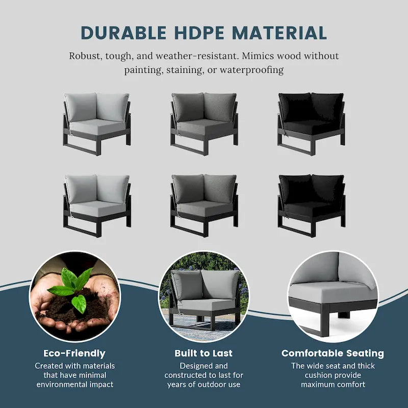 Polytrends Endless Patio Deep Seating Corner Chair with Gray Frame