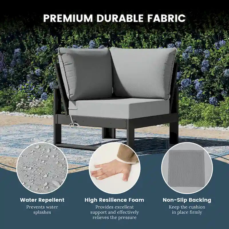 Polytrends Endless Patio Deep Seating Corner Chair with Gray Frame