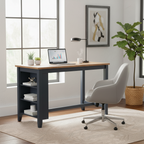 60" Counter Height Dining Table with Shelves – Dark Blue & Brown, Mango Wood, Seats 4