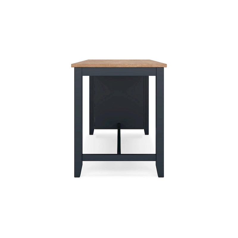 60" Counter Height Dining Table with Shelves – Dark Blue & Brown, Mango Wood, Seats 4