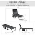 Reclining Chaise Lounge Chair, Portable Sun Lounger, Folding Camping Cot, With Adjustable Backrest And Removable Pillow