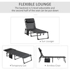 Reclining Chaise Lounge Chair, Portable Sun Lounger, Folding Camping Cot, With Adjustable Backrest And Removable Pillow