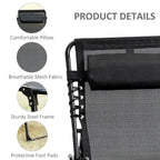 Reclining Chaise Lounge Chair, Portable Sun Lounger, Folding Camping Cot, With Adjustable Backrest And Removable Pillow