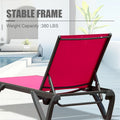 Outdoor Lounge Chair, 2 Pieces Aluminum Plastic Patio Chaise Lounge With 5 Position Adjustable Backrest And Wheels