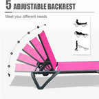 Outdoor Lounge Chair, 2 Pieces Aluminum Plastic Patio Chaise Lounge With 5 Position Adjustable Backrest And Wheels