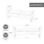 Corduroy Storage Bench with Armrests – Beige / Navy, Wood Legs, Single User