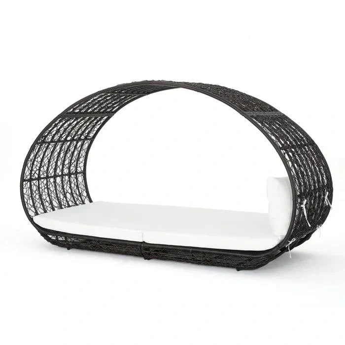 Wicker Outdoor Patio Canopy Daybed Water Resistant Cushion