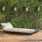 Wicker Outdoor Patio Canopy Daybed Water Resistant Cushion