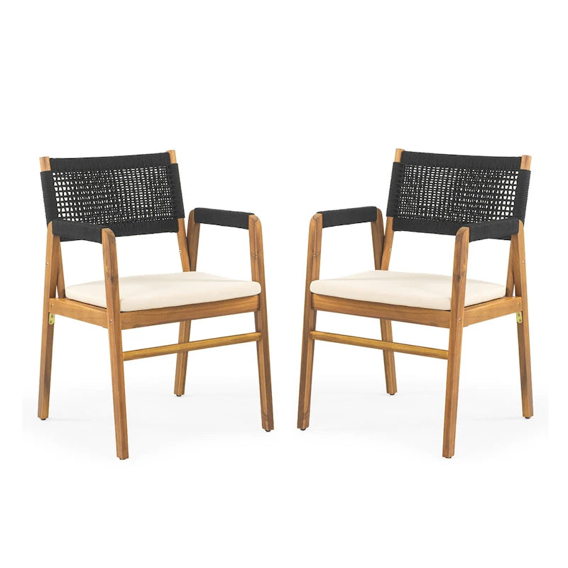 Oucacia Outdoor Acacia Wood and Rope Dining Chair (Set of 2) by Christopher Knight Home