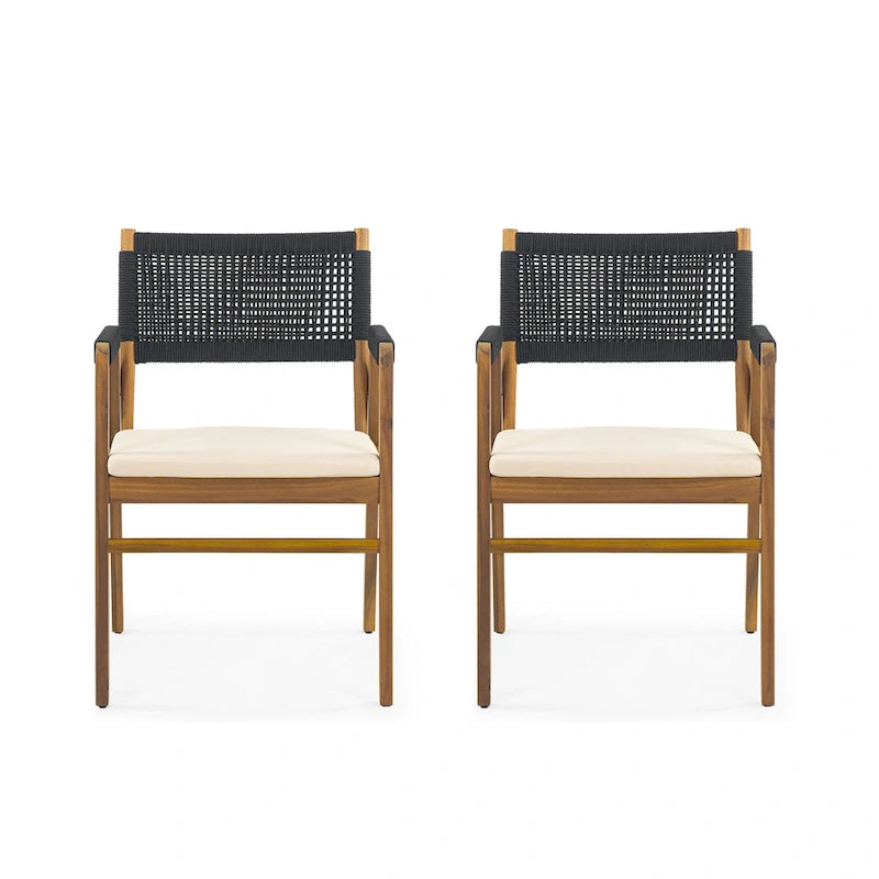 Oucacia Outdoor Acacia Wood and Rope Dining Chair (Set of 2) by Christopher Knight Home