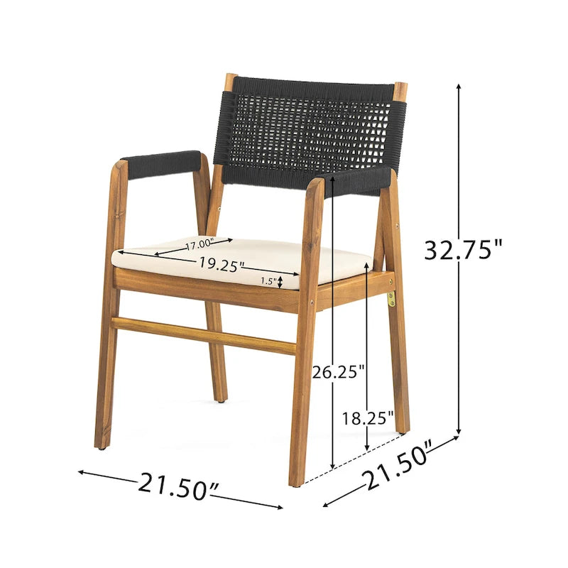 Oucacia Outdoor Acacia Wood and Rope Dining Chair (Set of 2) by Christopher Knight Home