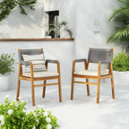 Oucacia Outdoor Acacia Wood and Rope Dining Chair (Set of 2) by Christopher Knight Home