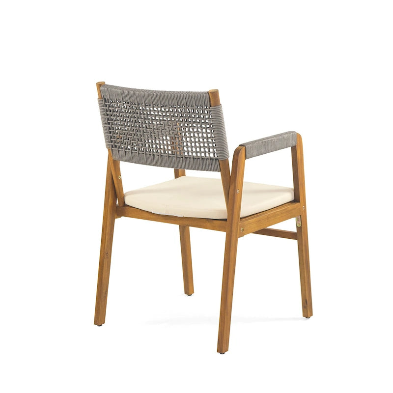 Oucacia Outdoor Acacia Wood and Rope Dining Chair (Set of 2) by Christopher Knight Home