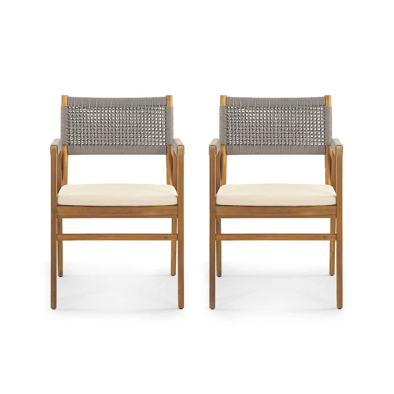 Oucacia Outdoor Acacia Wood and Rope Dining Chair (Set of 2) by Christopher Knight Home