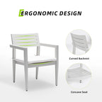 GDFStudio - Matte White & Grayish 7-Piece Patio Aluminum Dining Set with Sunbrella Cushions