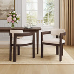 Bouclé Fabric Dining Chair with Armrests – Black & Beige / Light Ash & Beige / Walnut & Beige, Modern Style, Single