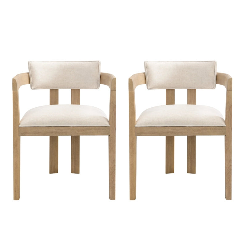 Bouclé Fabric Dining Chair with Armrests – Black & Beige / Light Ash & Beige / Walnut & Beige, Modern Style, Single