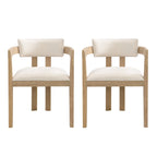 Bouclé Fabric Dining Chair with Armrests – Black & Beige / Light Ash & Beige / Walnut & Beige, Modern Style, Single