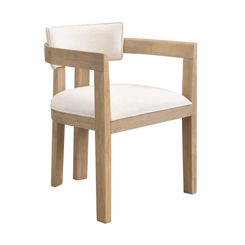 Bouclé Fabric Dining Chair with Armrests – Black & Beige / Light Ash & Beige / Walnut & Beige, Modern Style, Single