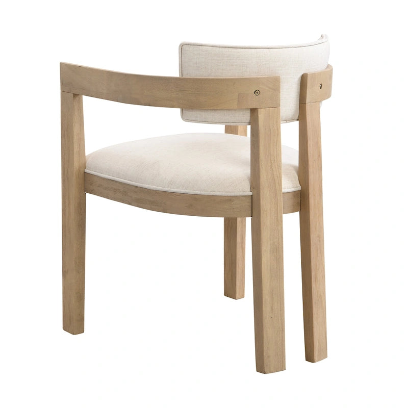 Bouclé Fabric Dining Chair with Armrests – Black & Beige / Light Ash & Beige / Walnut & Beige, Modern Style, Single