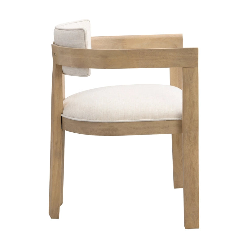 Bouclé Fabric Dining Chair with Armrests – Black & Beige / Light Ash & Beige / Walnut & Beige, Modern Style, Single