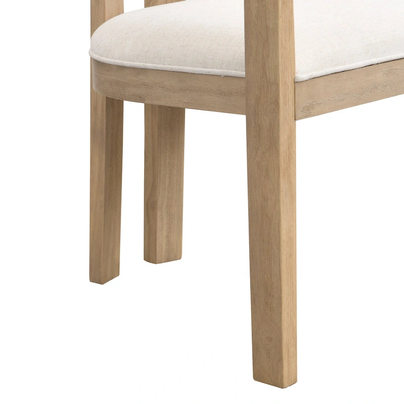 Bouclé Fabric Dining Chair with Armrests – Black & Beige / Light Ash & Beige / Walnut & Beige, Modern Style, Single