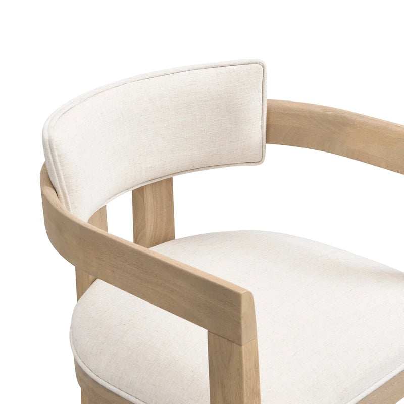 Bouclé Fabric Dining Chair with Armrests – Black & Beige / Light Ash & Beige / Walnut & Beige, Modern Style, Single