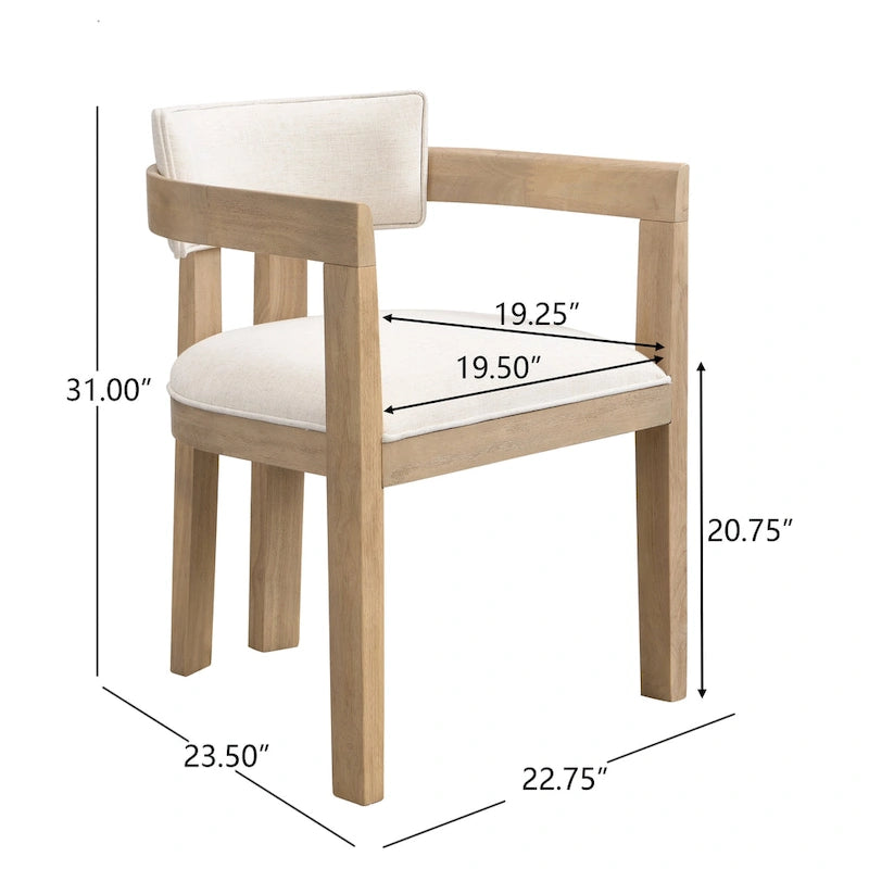 Bouclé Fabric Dining Chair with Armrests – Black & Beige / Light Ash & Beige / Walnut & Beige, Modern Style, Single