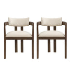Bouclé Fabric Dining Chair with Armrests – Black & Beige / Light Ash & Beige / Walnut & Beige, Modern Style, Single