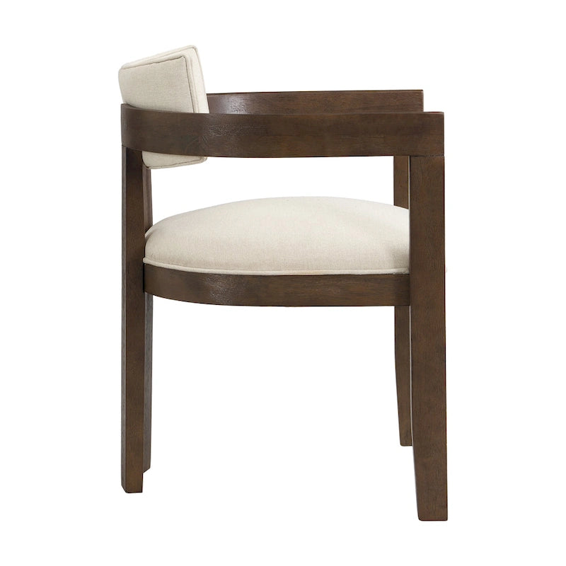 Bouclé Fabric Dining Chair with Armrests – Black & Beige / Light Ash & Beige / Walnut & Beige, Modern Style, Single