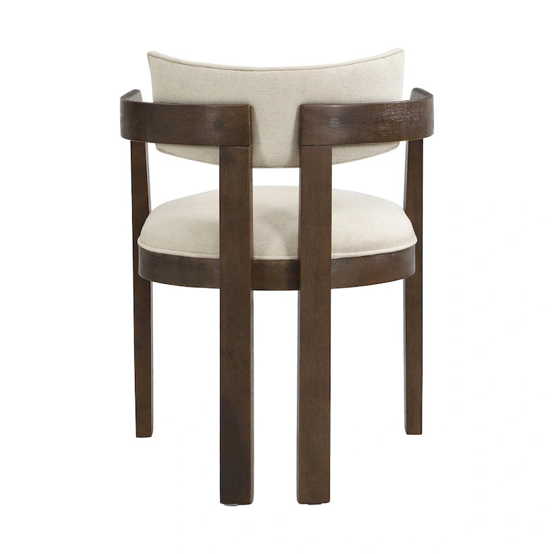 Bouclé Fabric Dining Chair with Armrests – Black & Beige / Light Ash & Beige / Walnut & Beige, Modern Style, Single