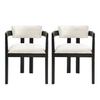 Bouclé Fabric Dining Chair with Armrests – Black & Beige / Light Ash & Beige / Walnut & Beige, Modern Style, Single