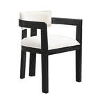 Bouclé Fabric Dining Chair with Armrests – Black & Beige / Light Ash & Beige / Walnut & Beige, Modern Style, Single