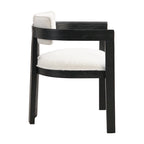 Bouclé Fabric Dining Chair with Armrests – Black & Beige / Light Ash & Beige / Walnut & Beige, Modern Style, Single