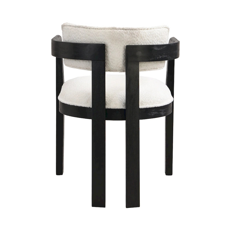Bouclé Fabric Dining Chair with Armrests – Black & Beige / Light Ash & Beige / Walnut & Beige, Modern Style, Single