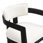 Bouclé Fabric Dining Chair with Armrests – Black & Beige / Light Ash & Beige / Walnut & Beige, Modern Style, Single